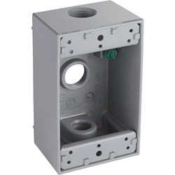 Show details for Bell Single-Gang Aluminum Weatherproof Outdoor Outlet Box Picture of Bell Single-Gang Aluminum Weatherproof Outdoor Outlet Box