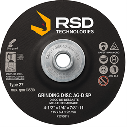 Show details for 4-1/2" x 1/4" Type 27 Grinding Wheel, A24R, 5/8"-11 Nut Picture of 4-1/2" x 1/4" Type 27 Grinding Wheel, A24R, 5/8"-11 Nut
