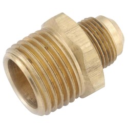 Show details for Anderson Metals Flare Male Straight Brass Connector Fitting - 3/8" Flare x 3/8" Male Pipe Picture of Anderson Metals Flare Male Straight Brass Connector Fitting - 3/8" Flare x 3/8" Male Pipe
