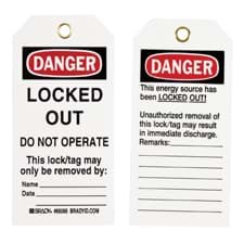 Show details for Lockout Tag B-851 Brady - 25 ct. Picture of Lockout Tag B-851 Brady - 25 ct.