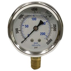Show details for 2.5 In. 0-3000 PSI GLY.SS Pressure Gauge (1/4 In. Lower Mount) Picture of 2.5 In. 0-3000 PSI GLY.SS Pressure Gauge (1/4 In. Lower Mount)