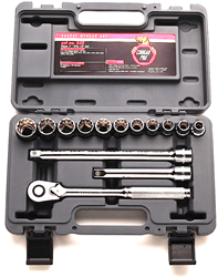 Show details for Socket Set w/ Ratchet Drive 1/2" 12 Point Metric Wright - 14pc. Picture of Socket Set w/ Ratchet Drive 1/2" 12 Point Metric Wright - 14pc.