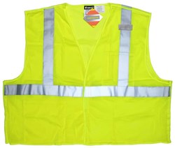 Show details for Vest Safety Mesh Green w/ Stripes Silver Class 2 Flame Resistant - 2XL Picture of Vest Safety Mesh Green w/ Stripes Silver Class 2 Flame Resistant - 2XL