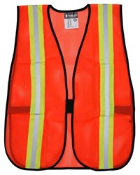 Show details for Vest Safety Mesh Orange w/ Stripes Silver/Lime Picture of Vest Safety Mesh Orange w/ Stripes Silver/Lime
