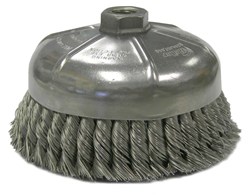 Show details for 6" Single Row Knot Wire Cup Brush, .023" Steel Fill, 5/8"-11 UNC Nut Picture of 6" Single Row Knot Wire Cup Brush, .023" Steel Fill, 5/8"-11 UNC Nut