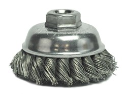Show details for 3-1/2" Single Row Knot Wire Cup Brush, .023" Steel Fill, 5/8"-11 UNC Nut Picture of 3-1/2" Single Row Knot Wire Cup Brush, .023" Steel Fill, 5/8"-11 UNC Nut
