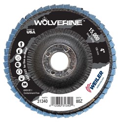 Show details for 4" Wolverine Abrasive Flap Disc, Conical (TY29), Phenolic Backing, 80Z, 5/8" Arbor Hole Picture of 4" Wolverine Abrasive Flap Disc, Conical (TY29), Phenolic Backing, 80Z, 5/8" Arbor Hole
