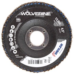Show details for 4-1/2" Wolverine Abrasive Flap Disc, Conical (TY29), Phenolic Backing, 36Z, 7/8" Arbor Hole Picture of 4-1/2" Wolverine Abrasive Flap Disc, Conical (TY29), Phenolic Backing, 36Z, 7/8" Arbor Hole