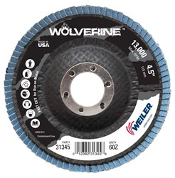 Show details for 4-1/2" Wolverine Abrasive Flap Disc, Conical (TY29), Phenolic Backing, 60Z, 7/8" Arbor Hole Picture of 4-1/2" Wolverine Abrasive Flap Disc, Conical (TY29), Phenolic Backing, 60Z, 7/8" Arbor Hole