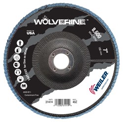 Show details for 7" Wolverine Abrasive Flap Disc, Flat (TY27), Phenolic Backing, 40Z, 7/8" Arbor Hole Picture of 7" Wolverine Abrasive Flap Disc, Flat (TY27), Phenolic Backing, 40Z, 7/8" Arbor Hole