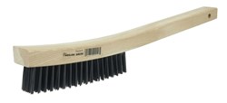Show details for Hand Wire Scratch Brush, .012 Carbon Steel Fill, Curved Handle, 4 x 18 Rows Picture of Hand Wire Scratch Brush, .012 Carbon Steel Fill, Curved Handle, 4 x 18 Rows