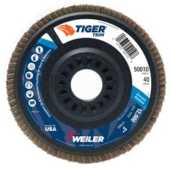 Show details for 5" Tiger Trim Abrasive Flap Disc, Conical (TY29), Trimmable Backing, 40Z, 7/8" Arbor Hole Picture of 5" Tiger Trim Abrasive Flap Disc, Conical (TY29), Trimmable Backing, 40Z, 7/8" Arbor Hole