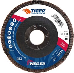 Show details for 4-1/2" Tiger Ceramic High Density (TY27)  Abrasive, 40C, 7/8" Arbor Hole Picture of 4-1/2" Tiger Ceramic High Density (TY27)  Abrasive, 40C, 7/8" Arbor Hole