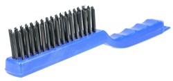 Show details for Hand Wire Scratch Brush, .012 Steel Wire Fill, 4 x 16 Rows, Plastic Handle Picture of Hand Wire Scratch Brush, .012 Steel Wire Fill, 4 x 16 Rows, Plastic Handle