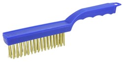 Show details for Hand Wire Scratch Brush, .012 Brass Wire Fill, Plastic Handle Picture of Hand Wire Scratch Brush, .012 Brass Wire Fill, Plastic Handle