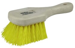 Show details for 8" Utility Scrub Brush, Yellow Polypropylene Fill, Short Handle, Foam Block Picture of 8" Utility Scrub Brush, Yellow Polypropylene Fill, Short Handle, Foam Block