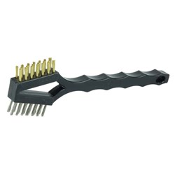 Show details for Double Sided V-Shape Scratch Brush, .006 Brass & .006 Stainless Steel Fill, Plastic Block,3 x 7 Rows Picture of Double Sided V-Shape Scratch Brush, .006 Brass & .006 Stainless Steel Fill, Plastic Block,3 x 7 Rows