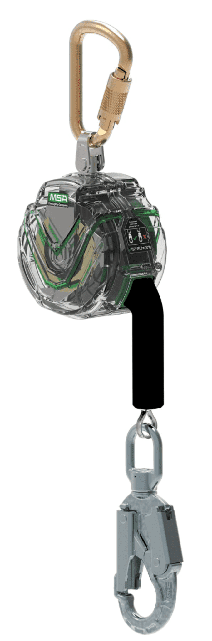 Picture of V-TEC CABLE PFL, 10' (3m), Single-Leg, 36CSN Snaphook, Steel Carabiner (Top), Clear