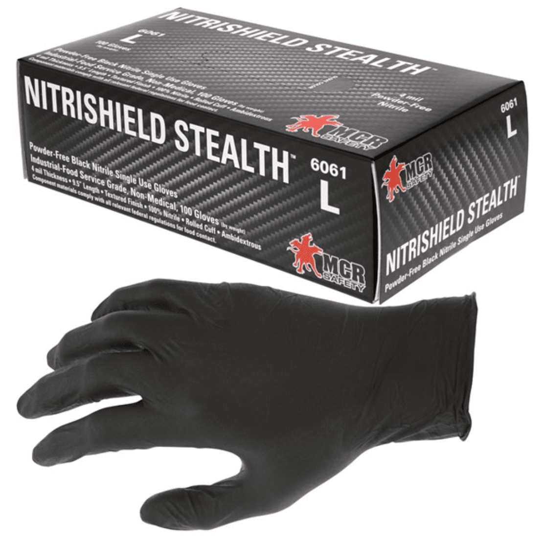 Picture of NitriShield Stealth Black Disposable Nitrile Gloves 4 mil - L