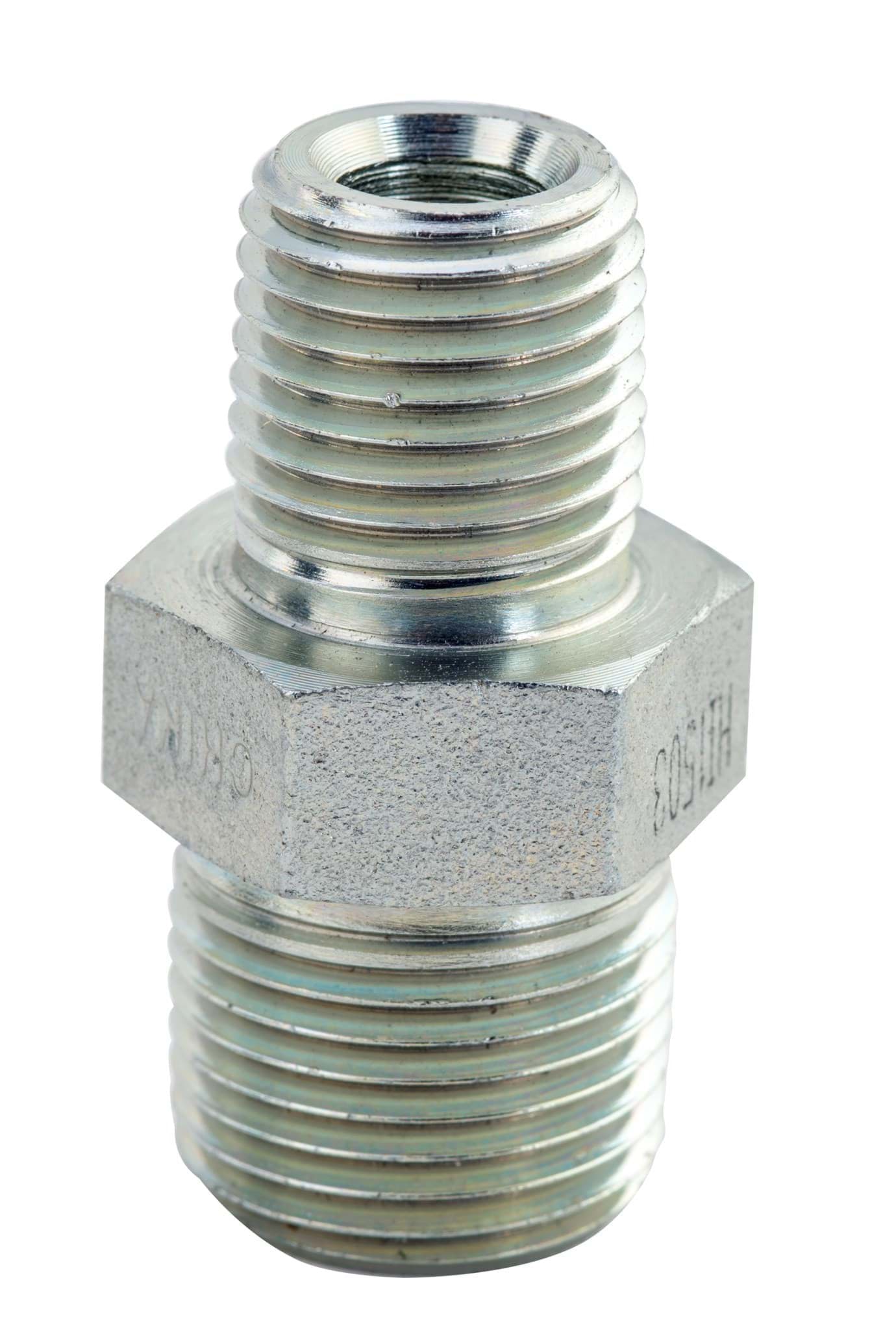 Picture of Fitting Hex Nipple 1/4"-18 NPTF Male x 3/8"-18 NPTF Male 10,000 PSI