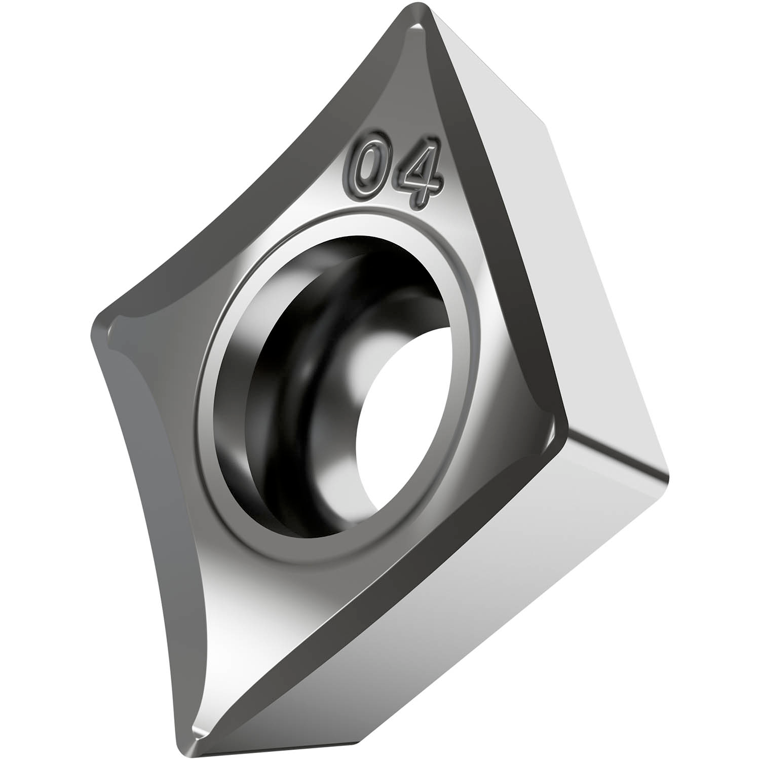 Picture of Sg-Side Pos Turning Insert, 80° Rhomboid with 7° Clear, ICD of 1/4", 3/32" Thick, 1/64" NR