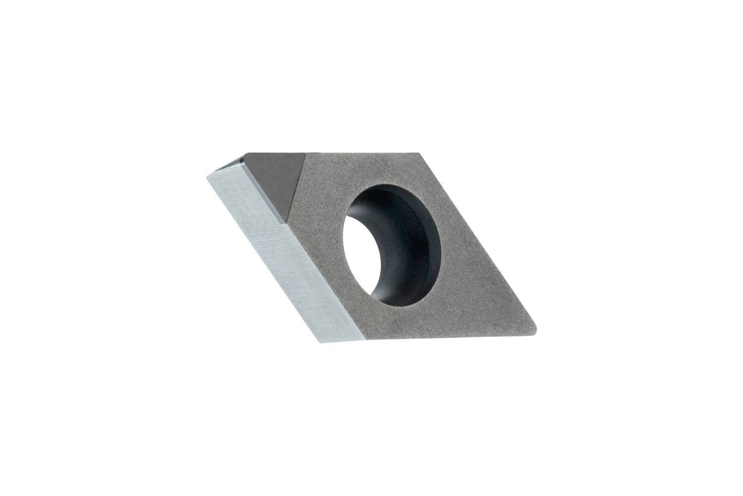 Picture of Turning Insert with PCD Tipped Corner, 55° Rhomboid with 7° Clear, ICD of 3/8", 5/32" Thick, 1/32" NR