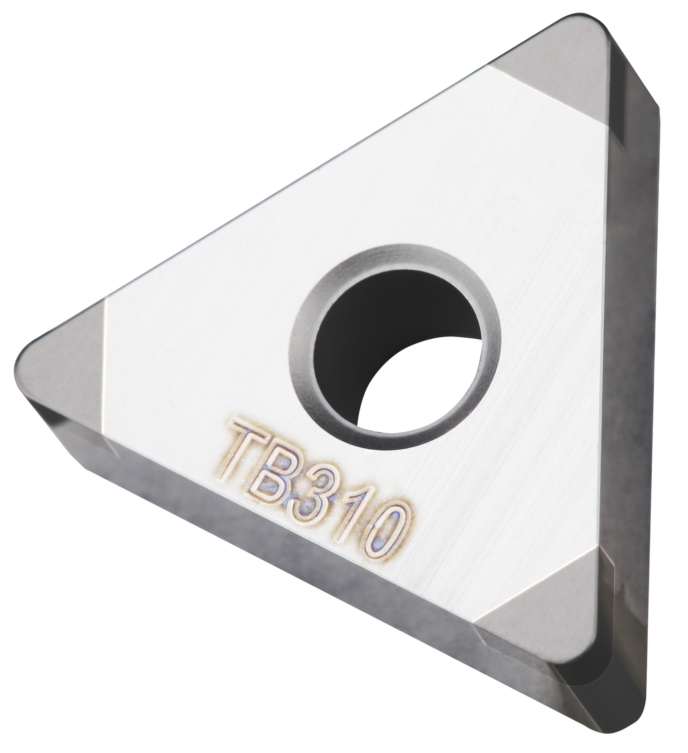 Picture of Insert for Hard Turning with 3 CBN Corners, Triangular with ICD of 3/8", 3/16" Thick, 1/32" NR