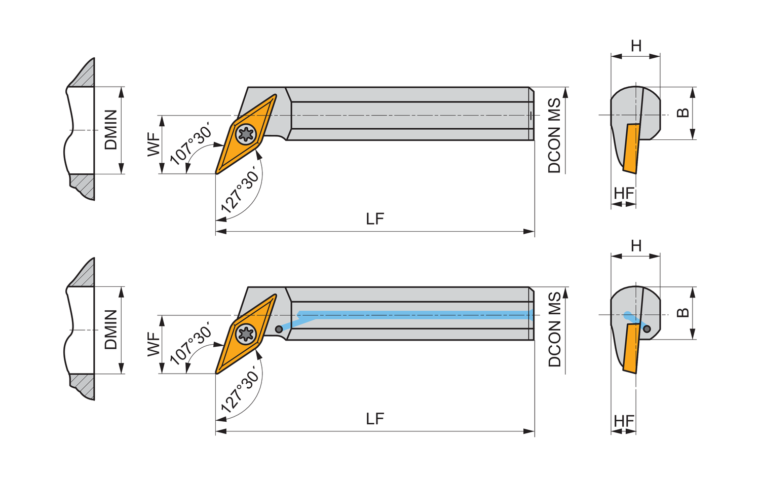 Picture of Screw Clamp Boring Bar for Holding a 35° Rhombus Pos Insert with an ICD of 6.35mm, 3.18mm Thick , Left Hand