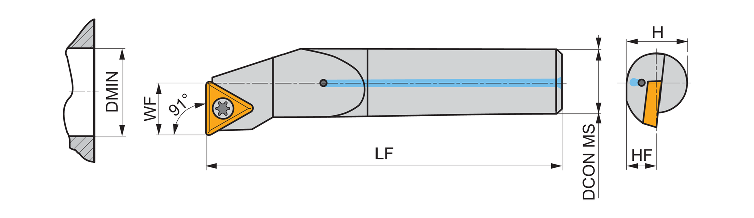 Picture of Screw Clamp Boring Bar for Holding a Triangular Pos Insert Diameter of 3.97mm, 1.98mm Thick, Right Hand