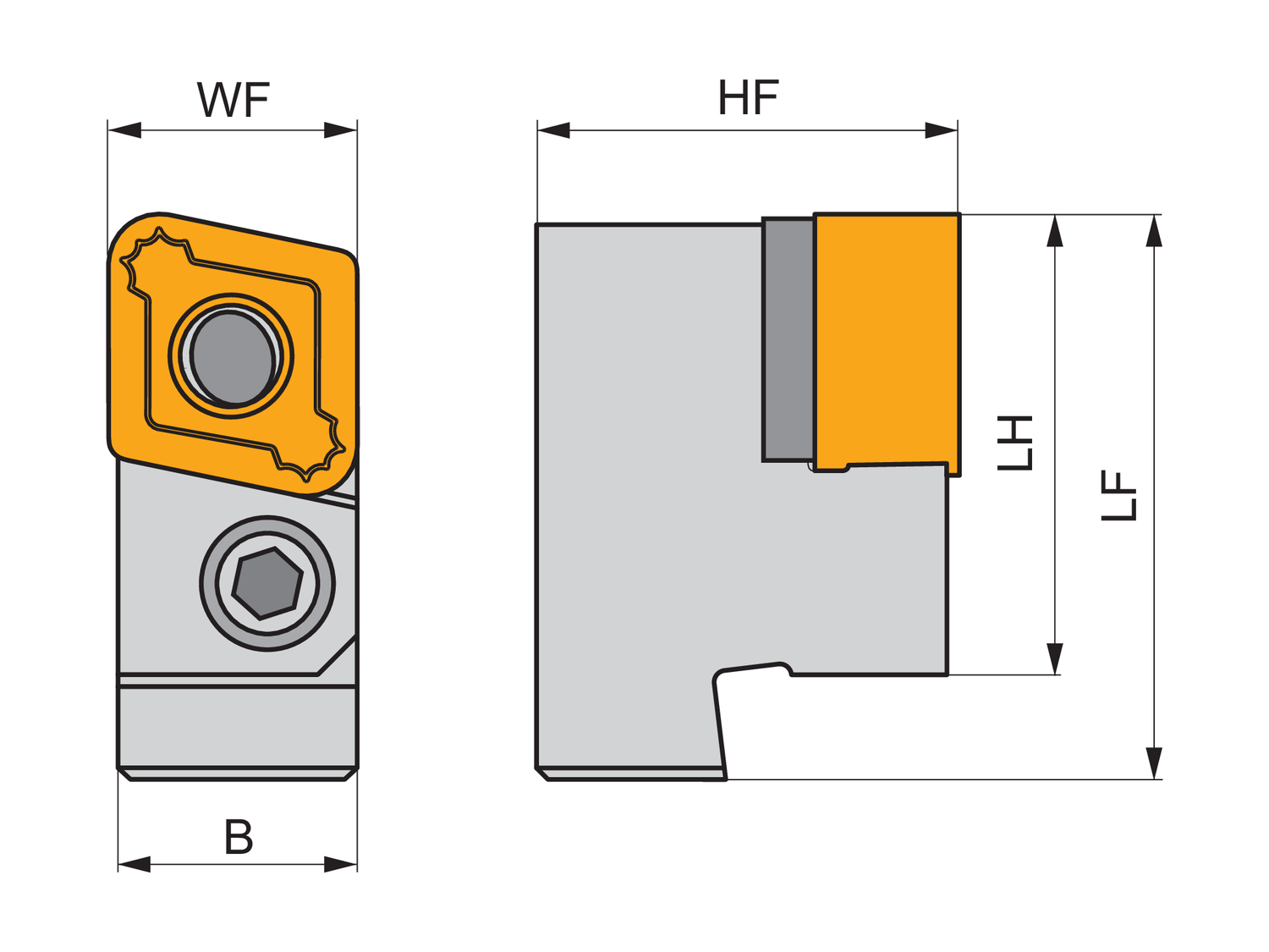 Picture of Lever Lock Mod Turn Tool Cart for Hold a 80° Rhombus Neg Insert with ICD of 19.05mm, 11mm thick