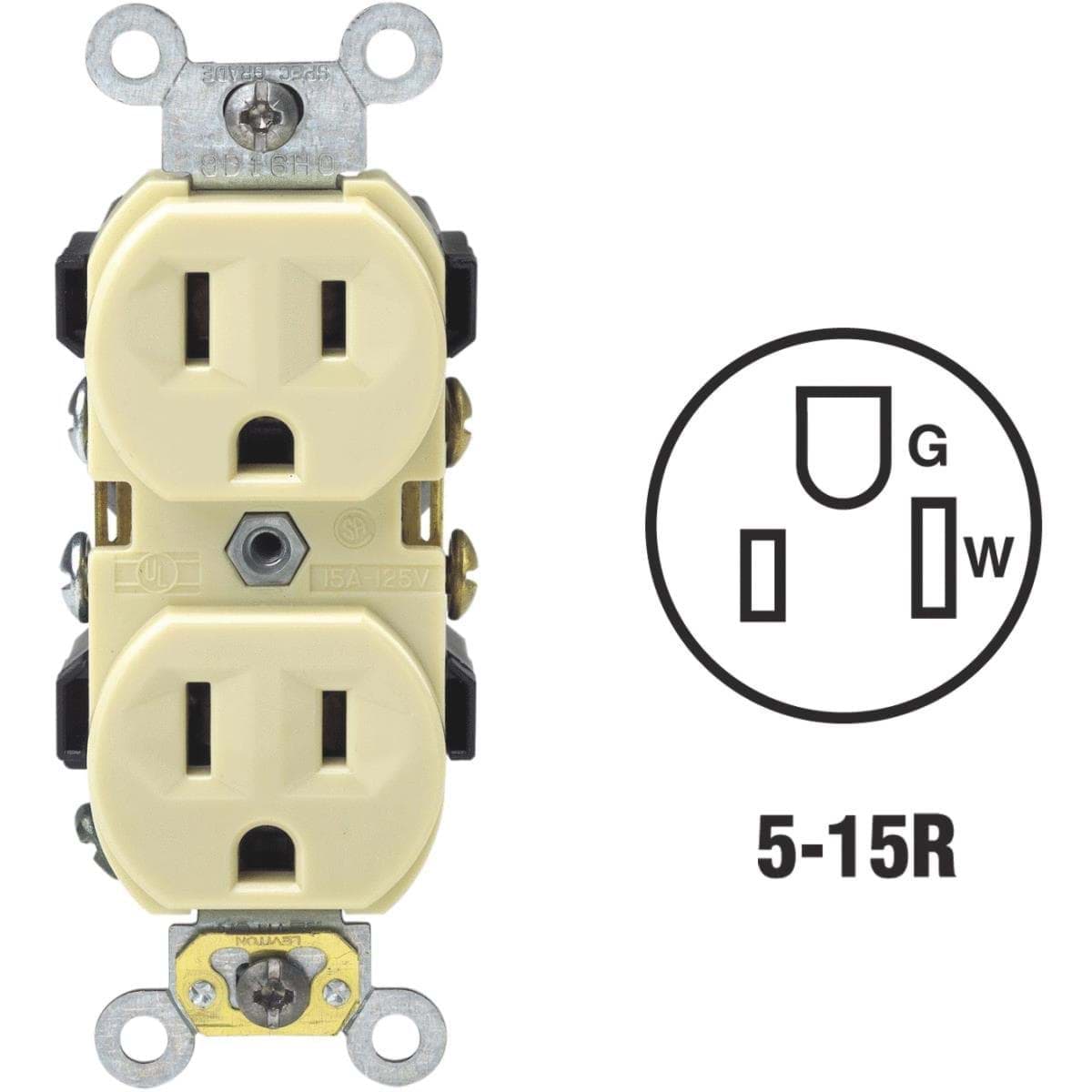 Picture of Leviton Shallow Commercial Grade Duplex Outlet