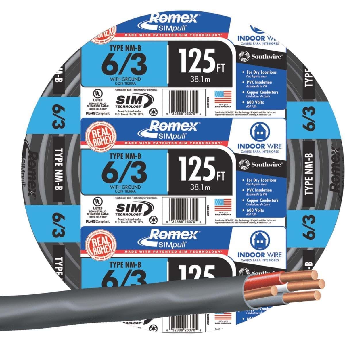 Picture of Romex 6-3 NMW/G Wire