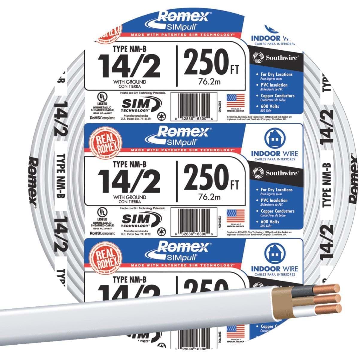 Picture of Romex 14-2 NMW/G Wire