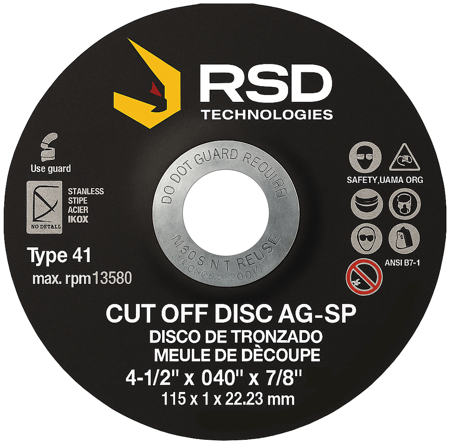 Picture of 4-1/2" x .045" Type 41 Cutting Wheel, 7/8" Arbor Hole