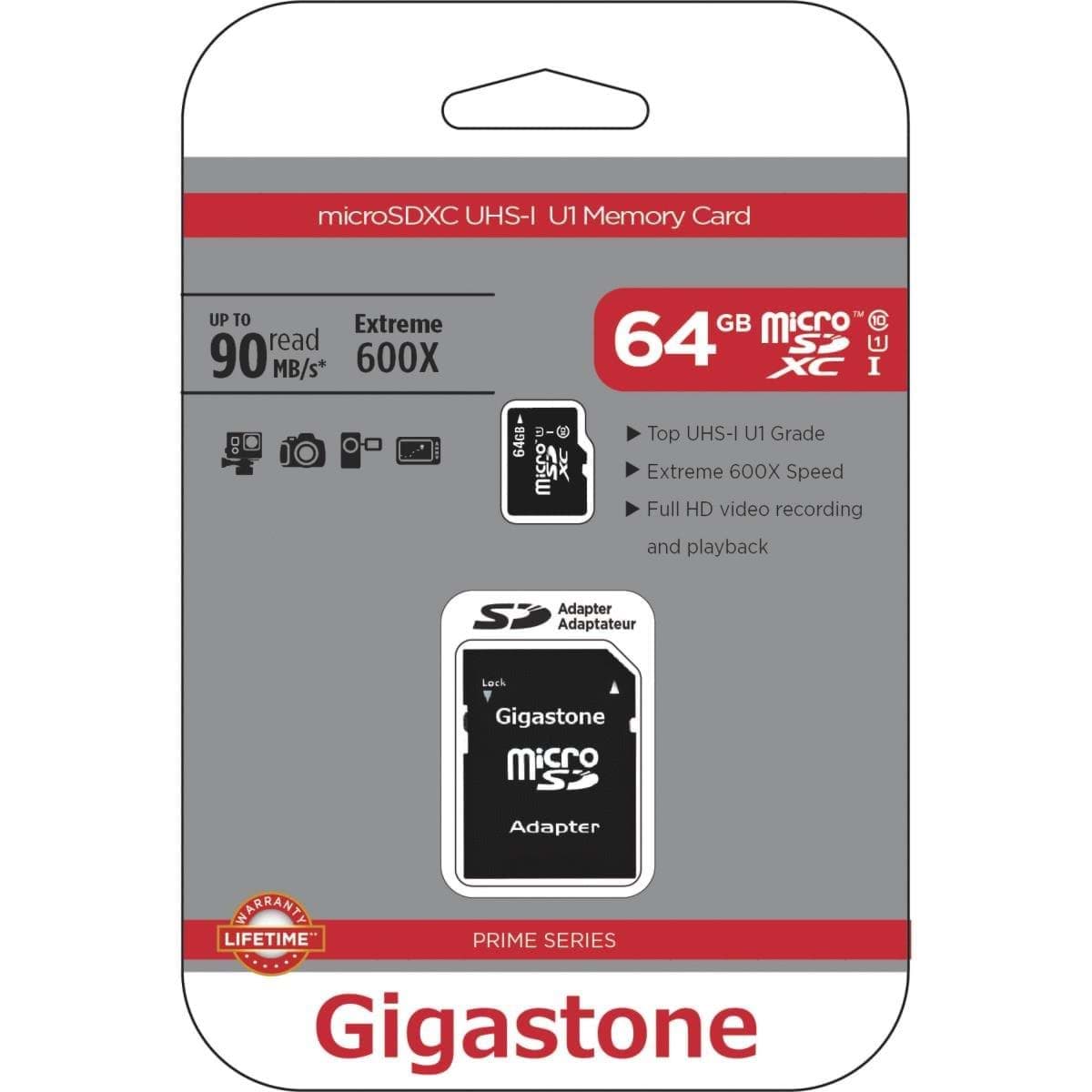 Picture of 64G Gigastone Prime Series MicroSD Card 2-In-1 Kit