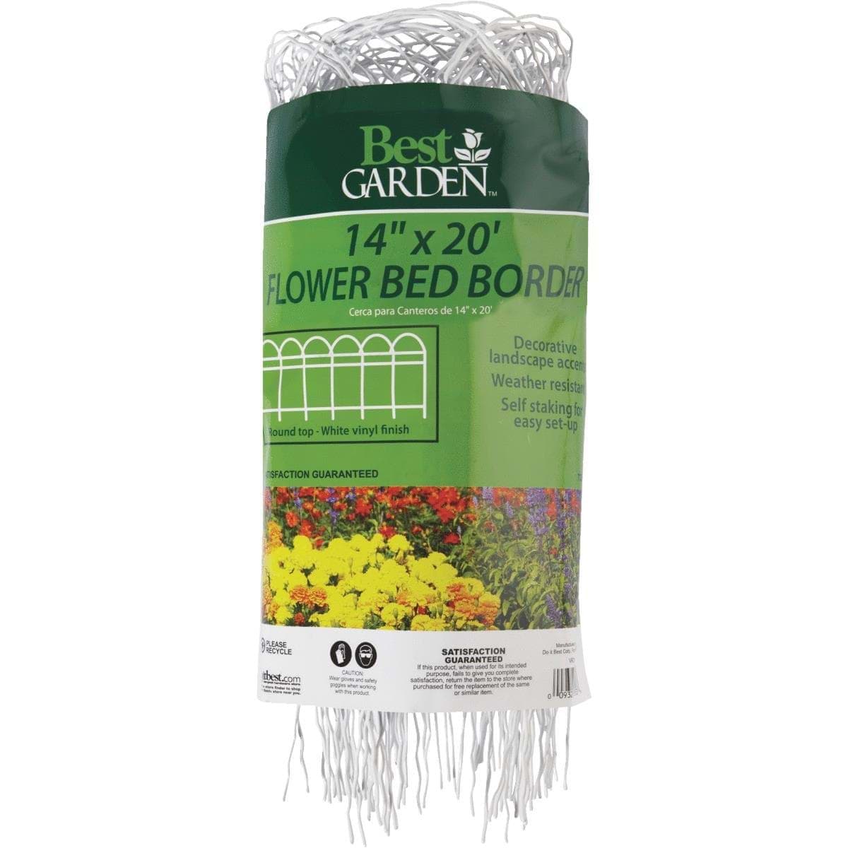 Picture of Best Garden Flower Bed Decorative Border Fence - White - 14" x 20'