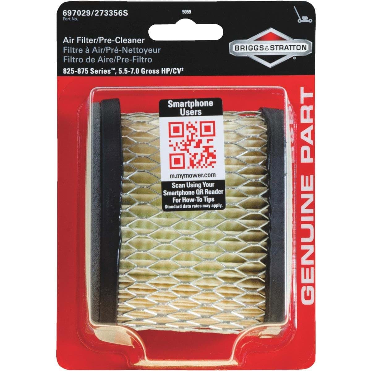 Picture of Briggs & Stratton 697029 5.5 To 6.75 HP Intek Engine Air Filter With 273356S Pre-cleaner