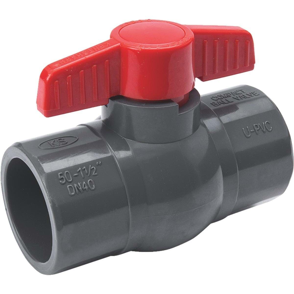 Picture of PVC Schedule 80 Grey Ball Valve Solvent Weld - 1-1/2" S X 1-1/2" S