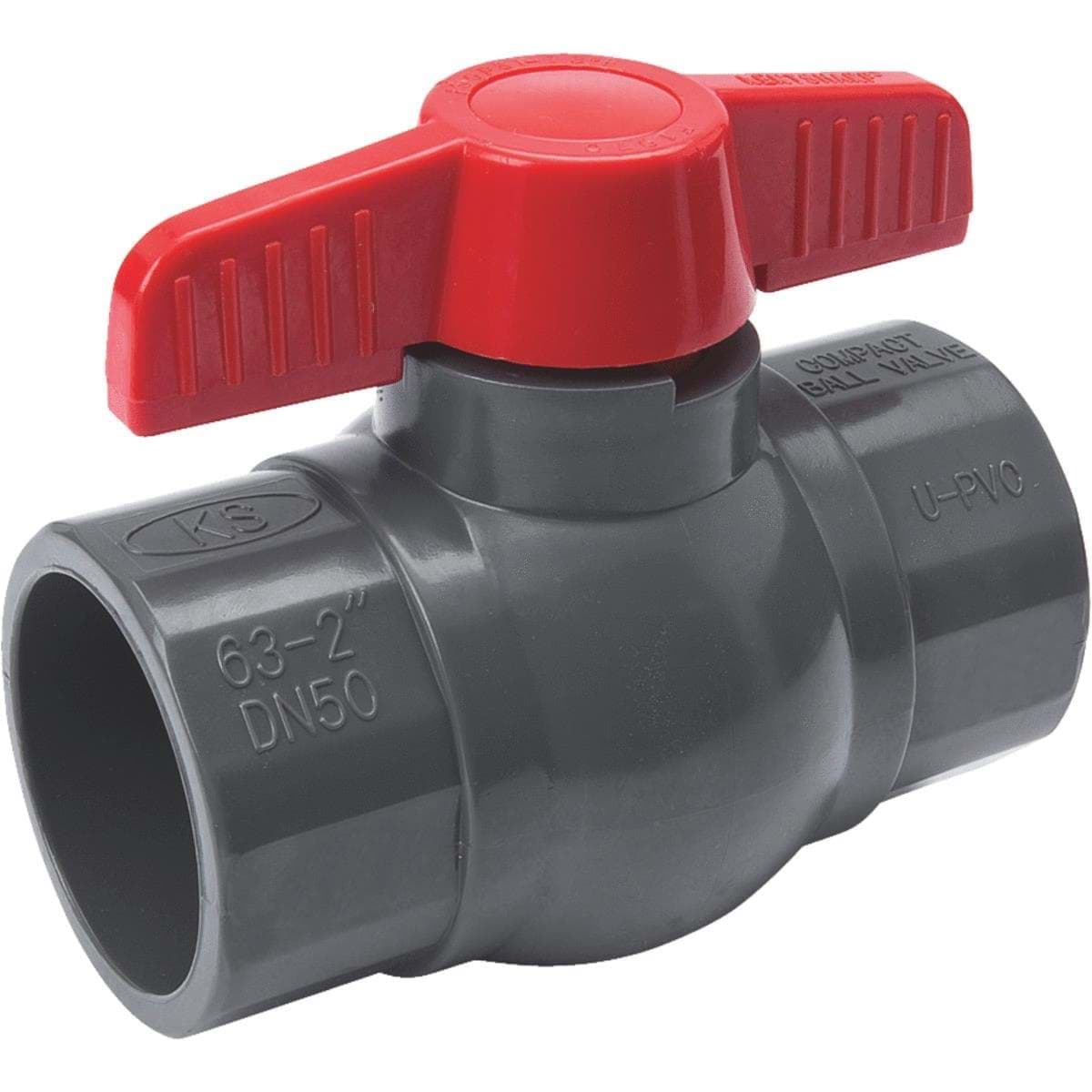 Picture of PVC Schedule 80 Grey Ball Valve Solvent Weld - 2" S X 2" S