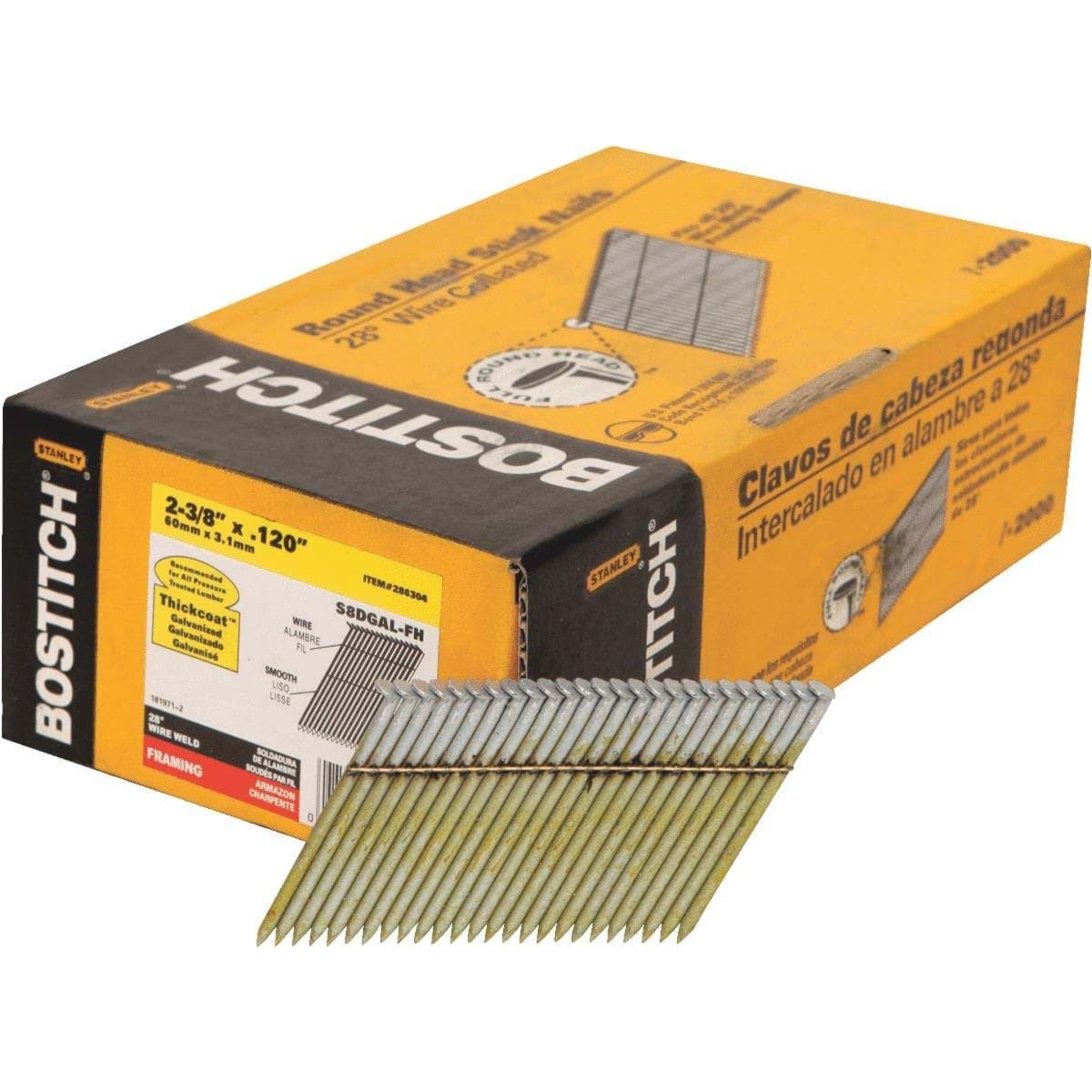 Picture of Bostitch 28 Degree Wire Weld Offset Round Head Framing Stick Nail - 2-3/8"