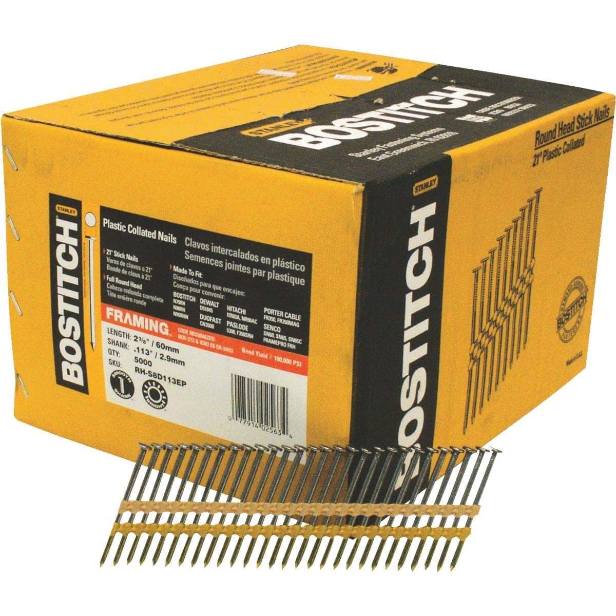 Picture of Bostitch 21 Degree Plastic Strip Full Round Head Framing Stick Nail - 2-3/8"