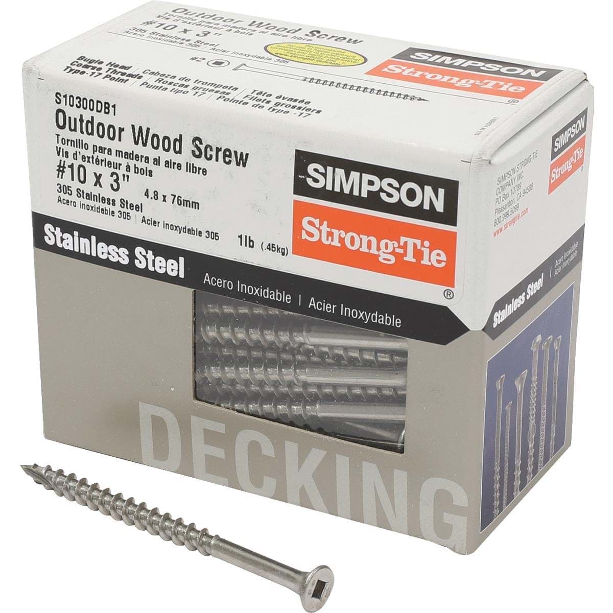 Picture of Simpson Strong-Tie Stainless Steel Bugle Head Deck Screw - #10x3"