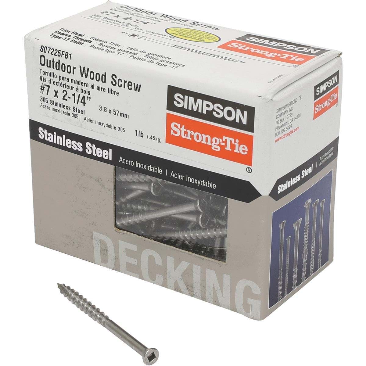 Picture of Simpson Strong-Tie Square Drive Trim Head Screw - #7x2-1/4"