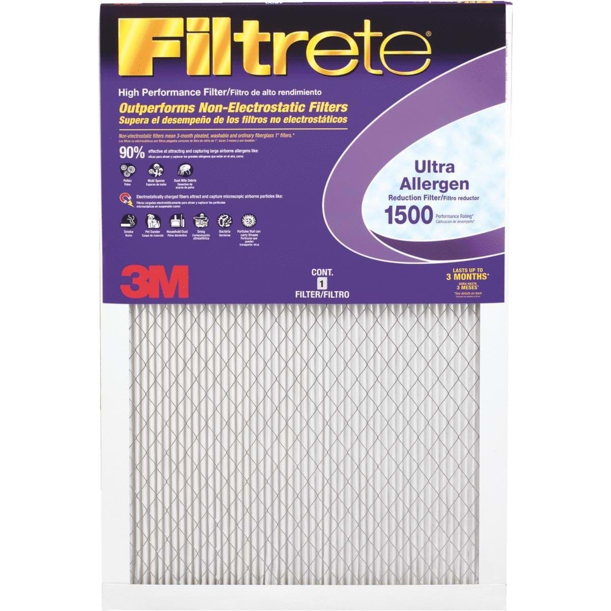 Picture of 3M Filtrete Ultra Allergen Healthy Living Air Conditioner & Furnace Filter - 14"x30"x1"