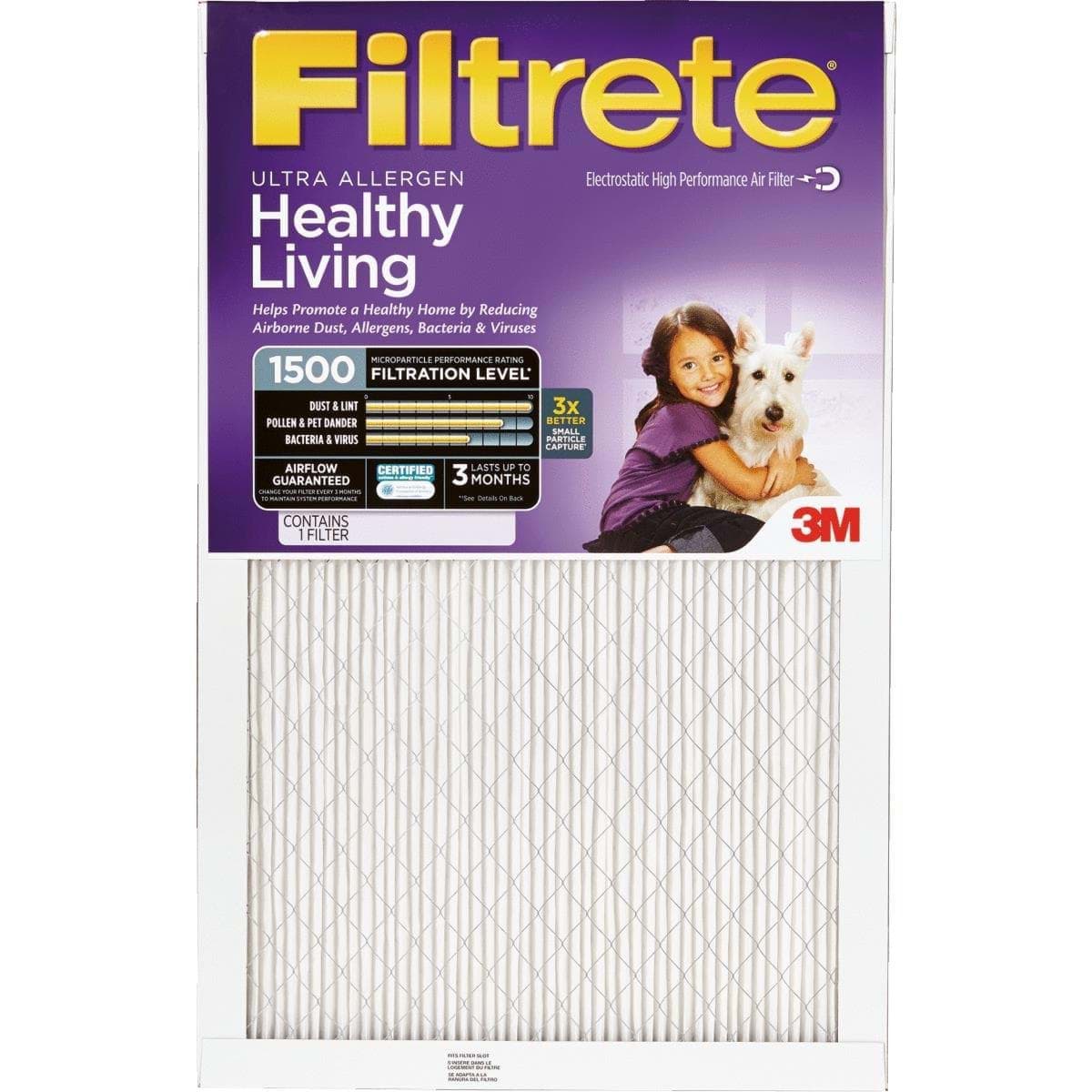 Picture of 3M Filtrete Ultra Allergen Healthy Living Air Conditioner & Furnace Filter - 14"x20"x1"