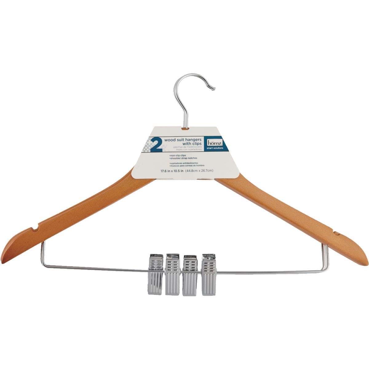 Picture of Homz Wood Suit Clothes Hanger With Clips
