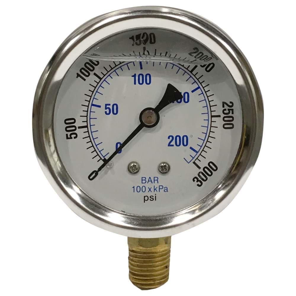 Picture of 2.5 In. 0-3000 PSI GLY.SS Pressure Gauge (1/4 In. Lower Mount)