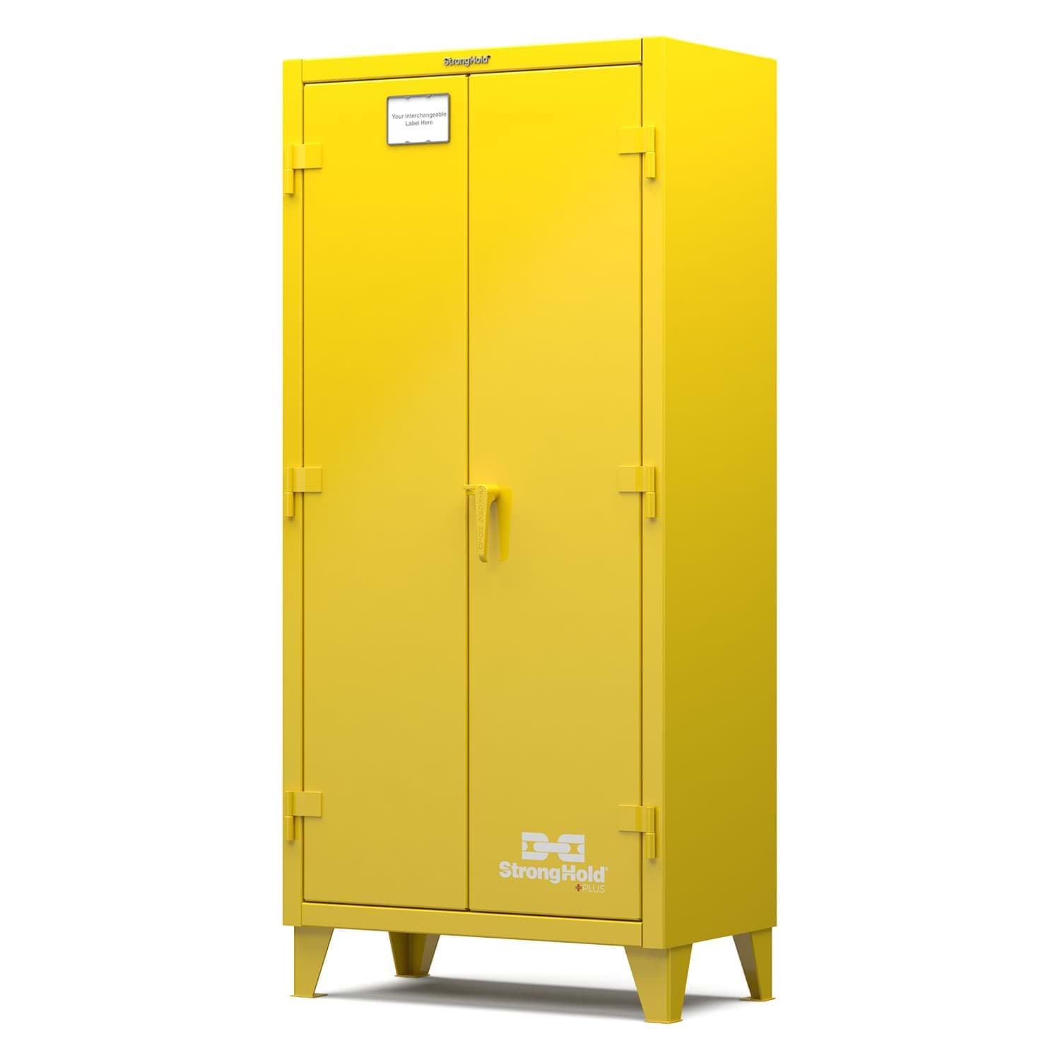 Picture of Strong Hold Plus Industrial Cabinet, Single-Shift, Solid Doors, Yellow,(RAL 1018) - 36"x20"x78"