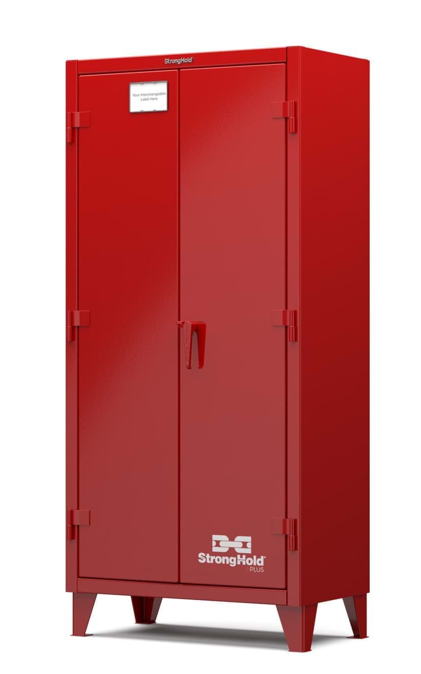 Picture of Strong Hold Plus Industrial Cabinet, Single-Shift, Solid Doors, Red,(RAL 3001) - 36"x20"x78"