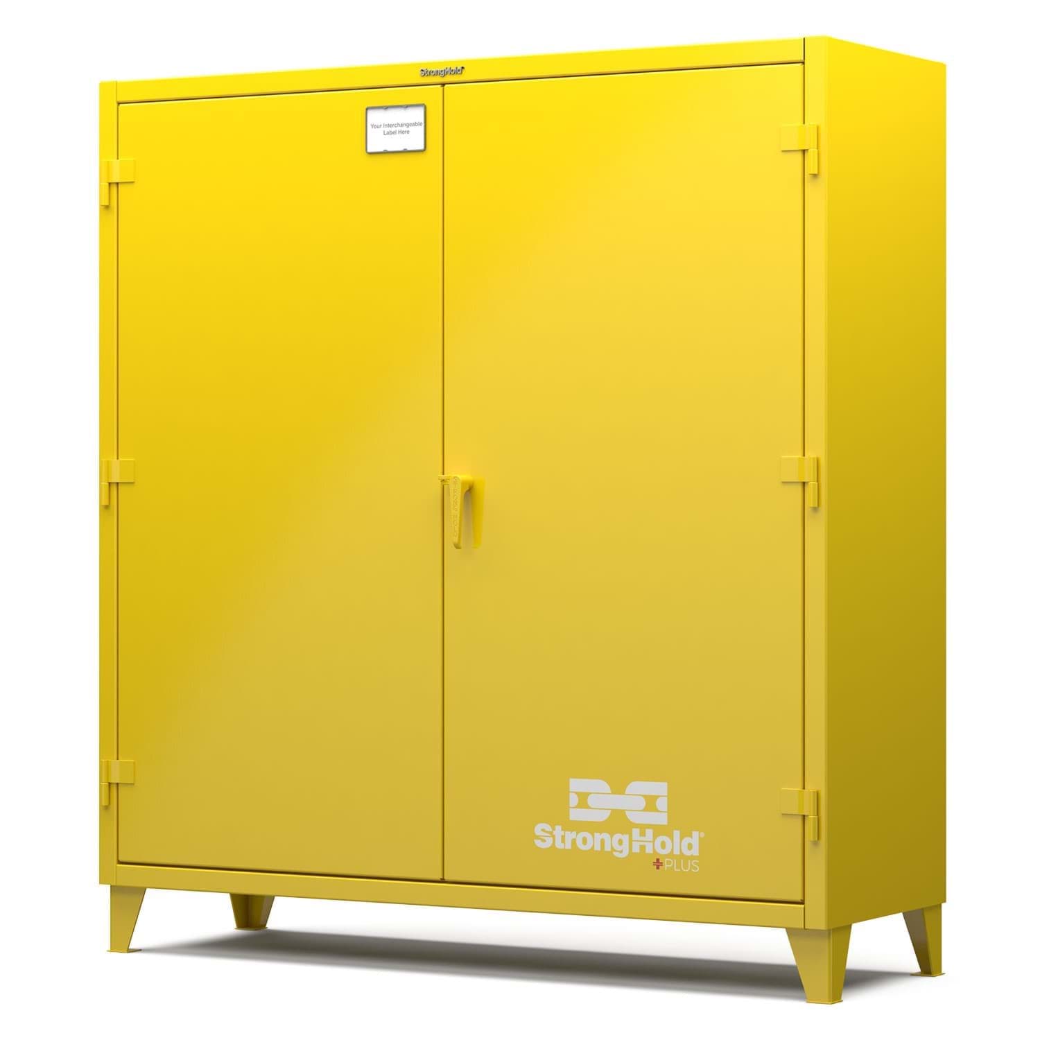 Picture of Strong Hold Plus Industrial Cabinet, 72" x 24" x 78", Single-Shift, Solid Doors, Yellow (RAL 1018)